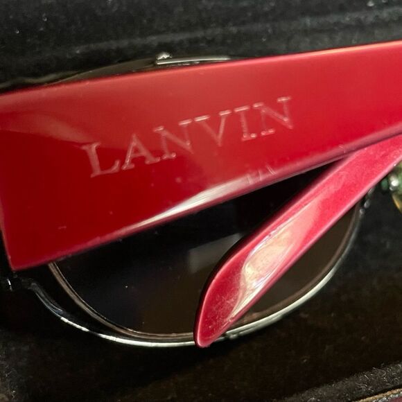 Vintage LANVIN Aviator Sunglasses Burgundy Black Case Cloth LV 2101 C 03 France main image 9